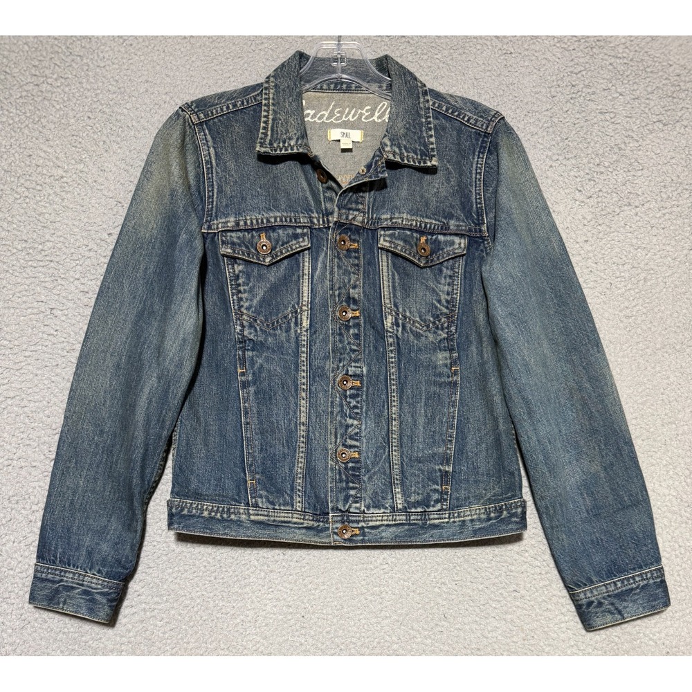 Madewell Denim Blue Jean Faded Trucker Denim Jacket Womens Small 100% Cotton